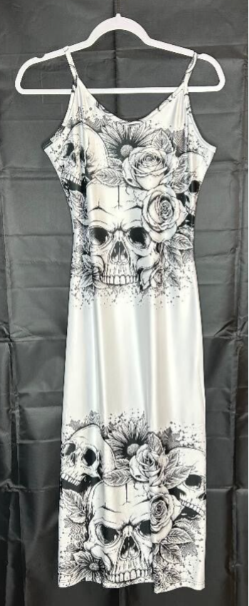 Skull and Rose Print Sleeveless Dress