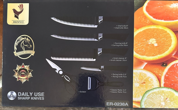 M43.  Henvo 6-piece daily use stainless steel kitchen knife set