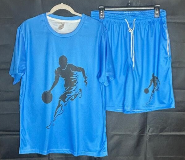 Blue Basketball shirt and shoes