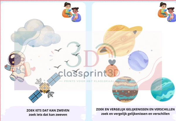 Differentiatiekaarten boekenhoek: ruimte