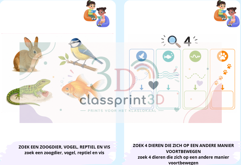 Differentiatiekaarten boekenhoek 🐘📚