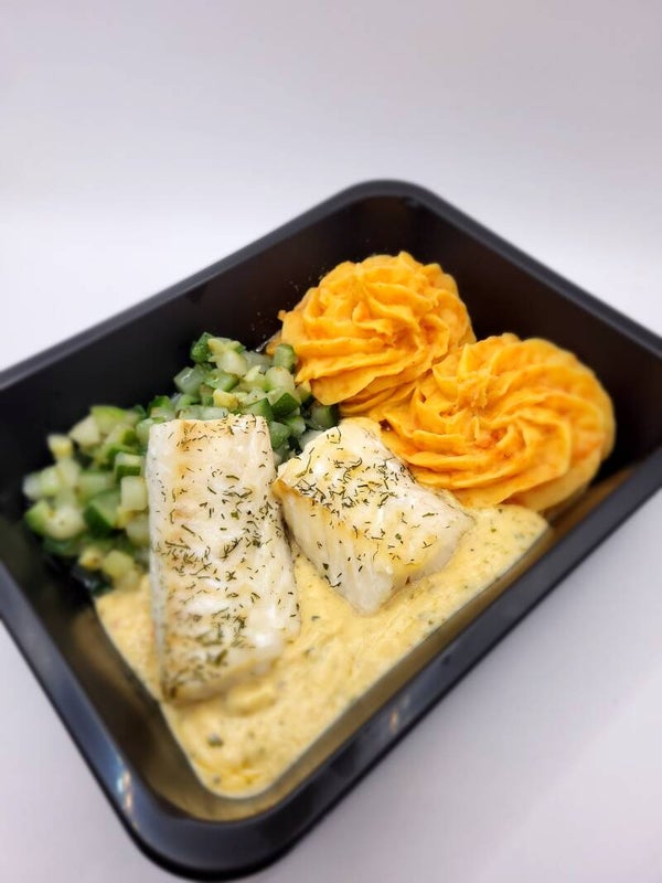 Lengfilet, wortelpuree courgette & italiaans kruidensausje