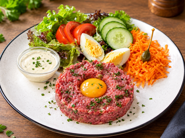 Klassieke steak tartaar met fris slaatje