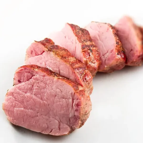 Varkenshaasje moelleux, roze pepersaus