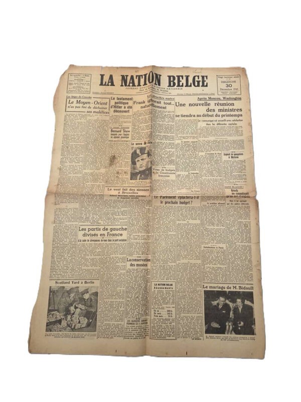 Krant: La Nation Belge 1945.