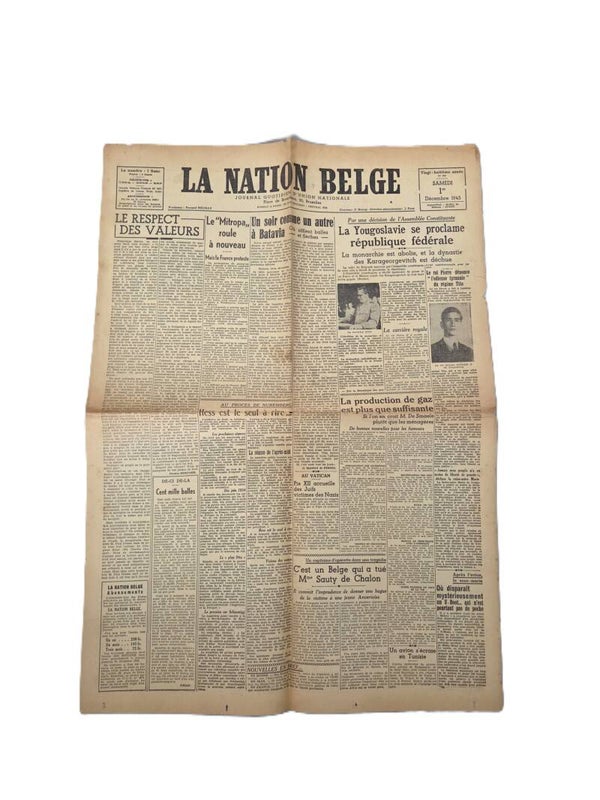 Krant: La Nation Belge 1945.