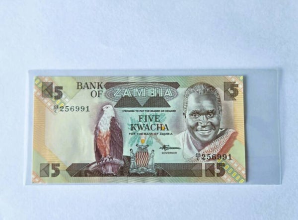 Bankbiljet: 5 Kwacha.