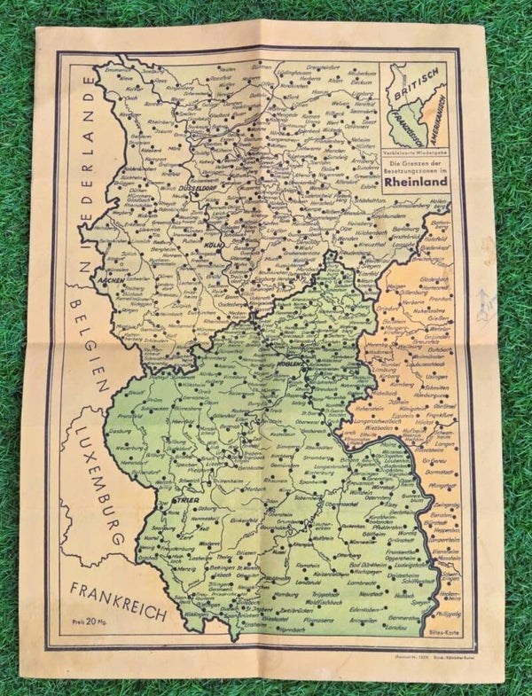 landkaart Rijnland in Duitsland.
