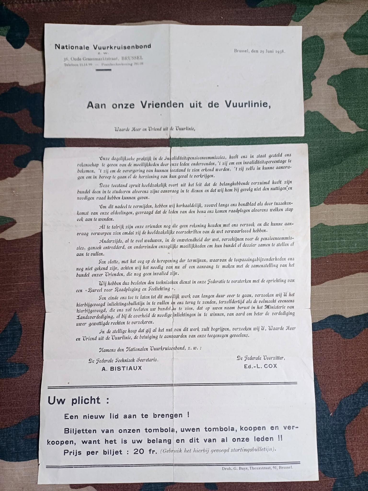 Nationale Vuurkruisenbond 1938.