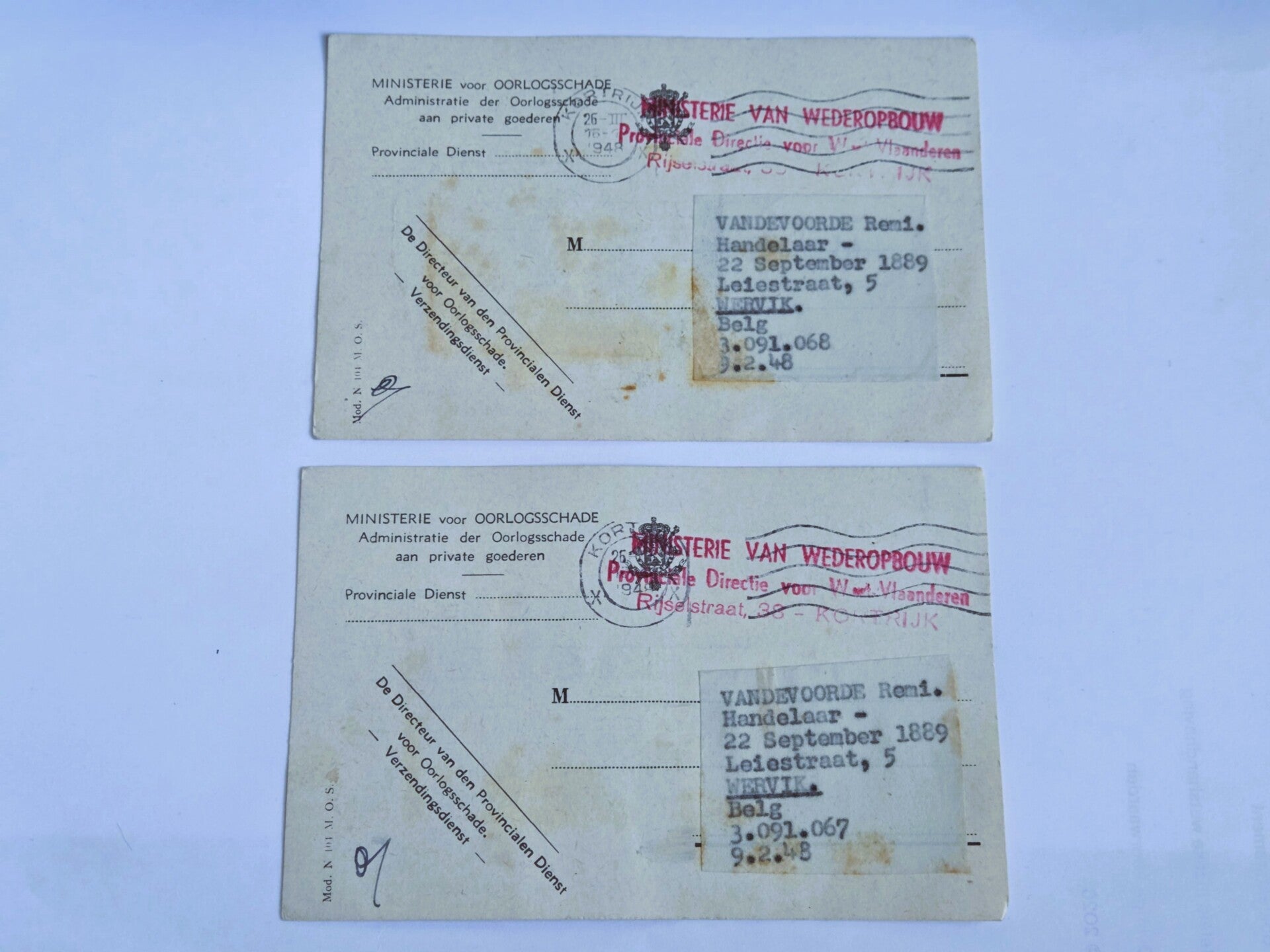 Ministerie voor oorlogsschade.