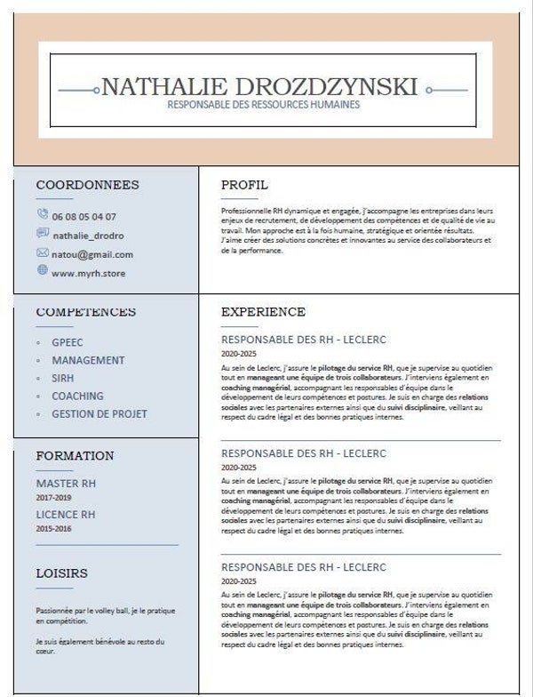 📝 CV Word Modifiable – Classique & Sans Photo