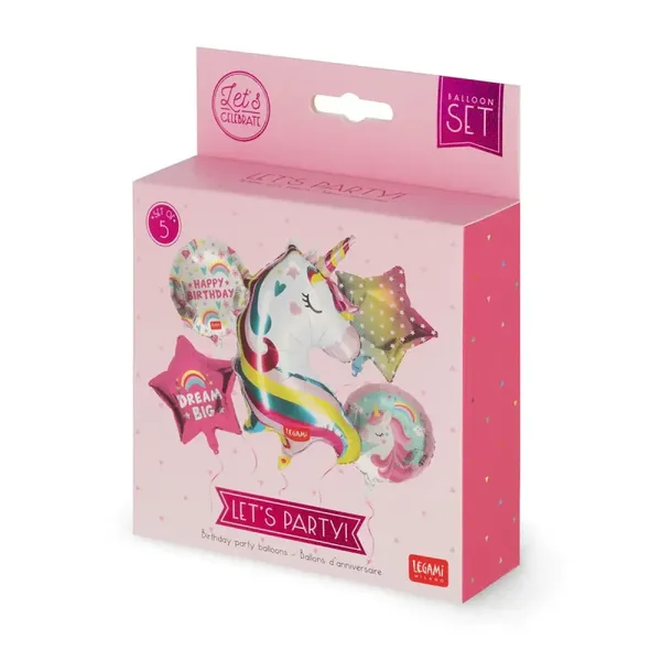 Set di 5 Palloncini Per Festa di Compleanno Unicorn - Let's Party!