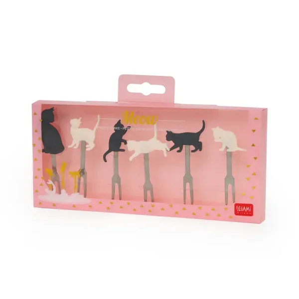 Set di 6 Forchettine per Aperitivo - Kitty - Meow
