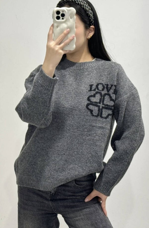 Lucky love sweater - Grijs