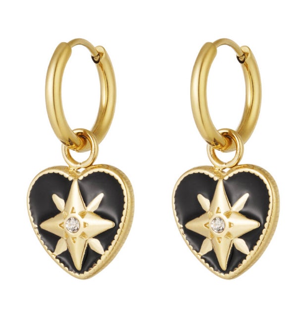 Oorbellen star heart - Goud