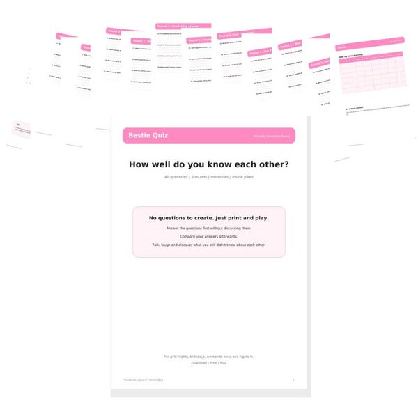 Bestie Quiz | How Well Do You Know Each Other? | Printable Game