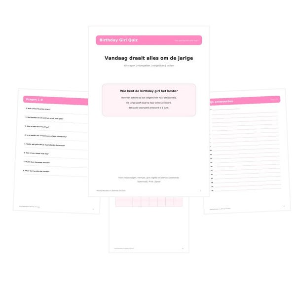 Birthday Girl Quiz | Hoe Goed Ken Jij De Jarige? | Printable Spel