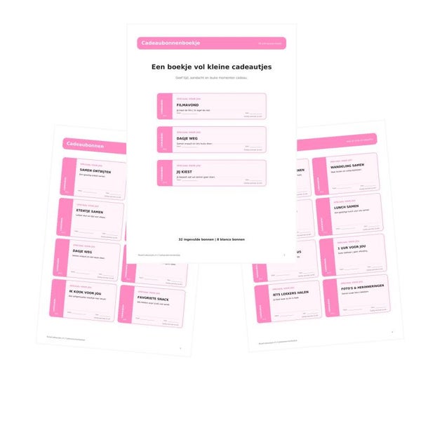 Cadeaubonnenboekje | 40 Printable Cadeaubonnen | Persoonlijk Cadeau