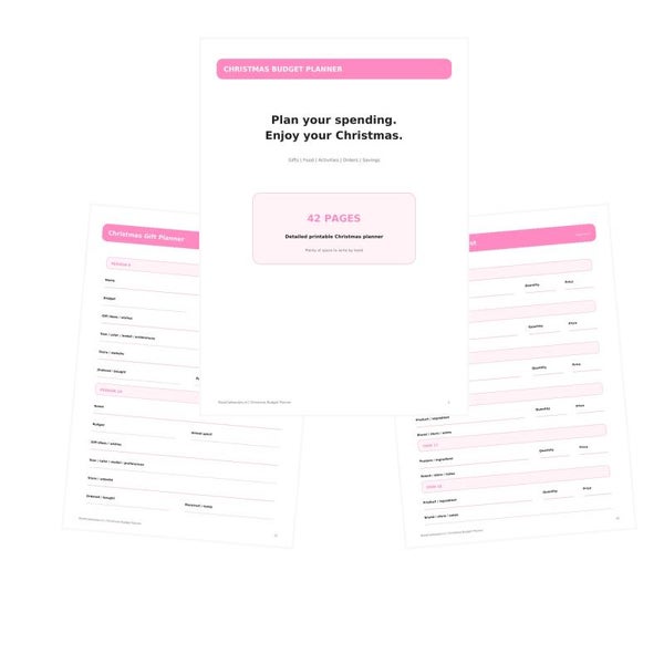 Christmas Budget Planner | Printable Christmas Planner | 42 Pages