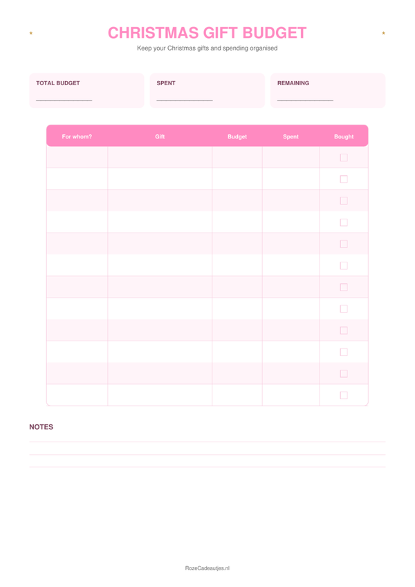Christmas Gift Budget Printable | Gift & Spending Tracker