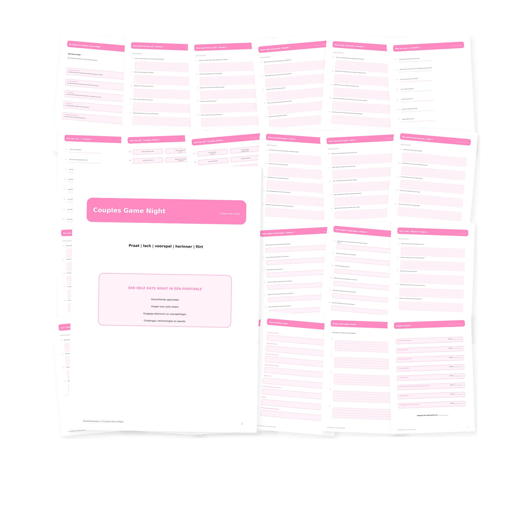 Couples Game Night | Uitgebreid Printable Relatiespel | 25 Pagina’s