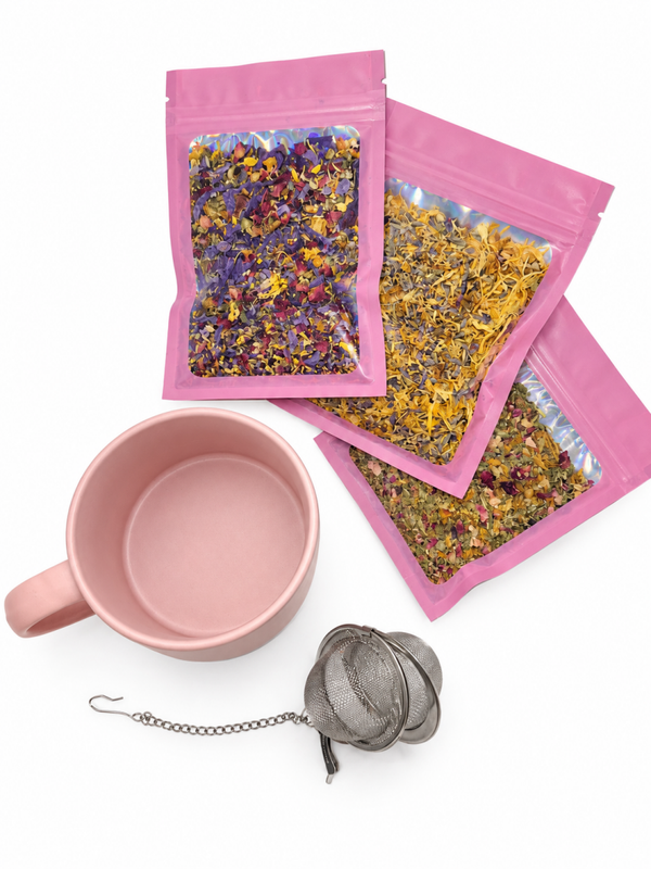 Roze Beterschap Theeset | Mok, Thee-ei & 3 Botanische Blends