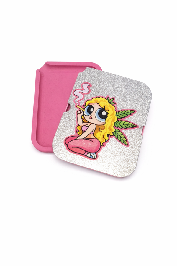 Blonde Girl Smoking Tray Set