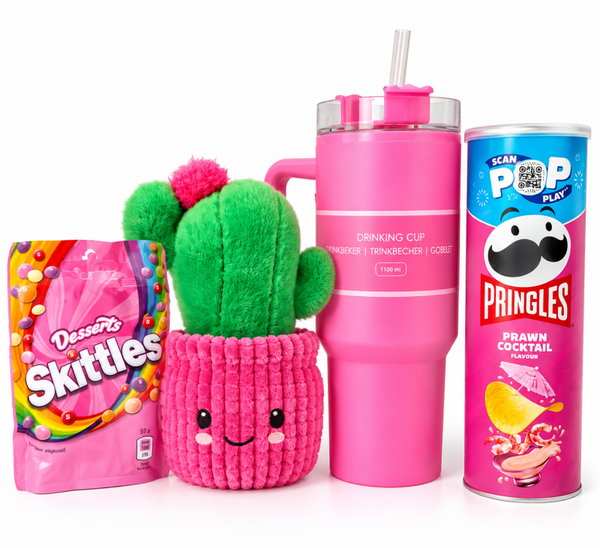 Roze Snack & Sip Set | Tumbler, Snacks & Cactus