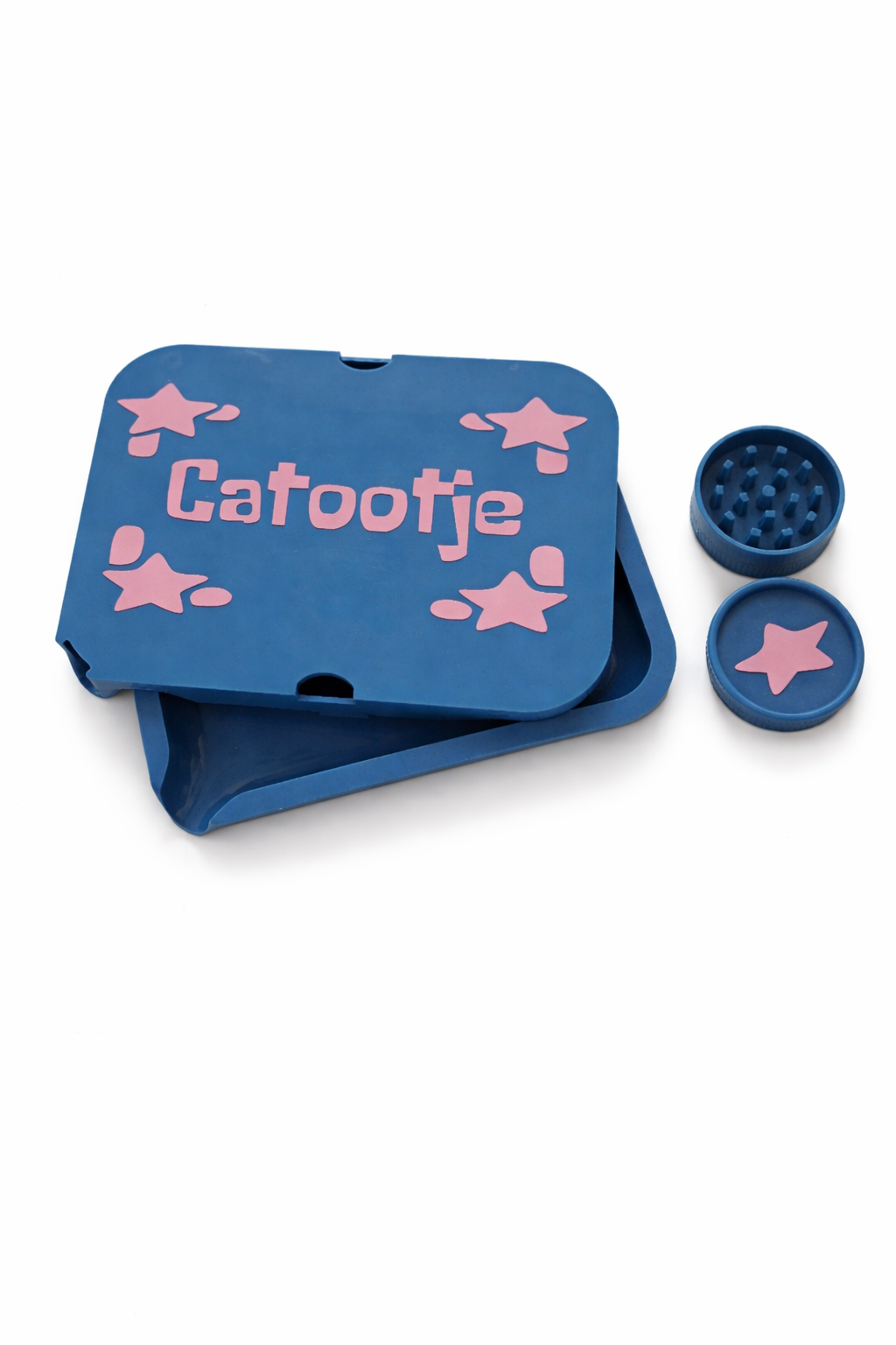 Blauwe Tray met Gepersonaliseerde Deksel en Grinder