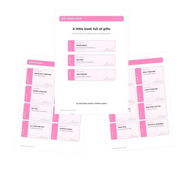 Gift Coupon Book | 40 Printable Gift Coupons | Personalized Gift