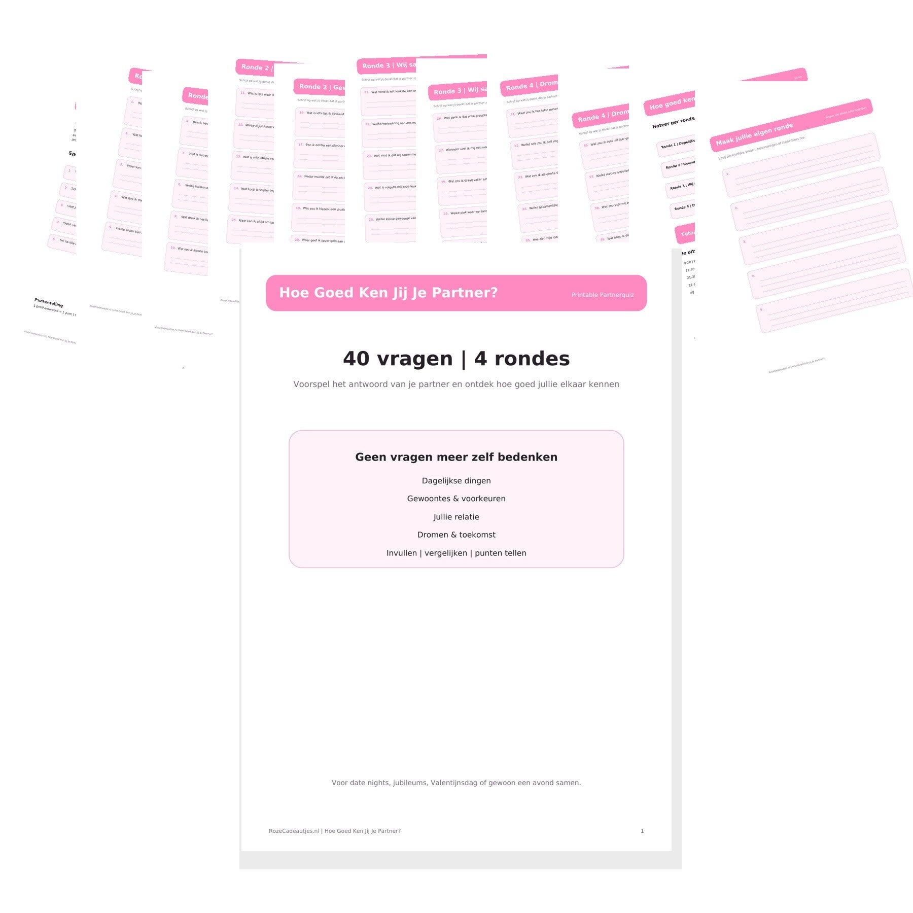 Hoe Goed Ken Jij Je Partner? | Printable Partnerquiz | 40 Vragen