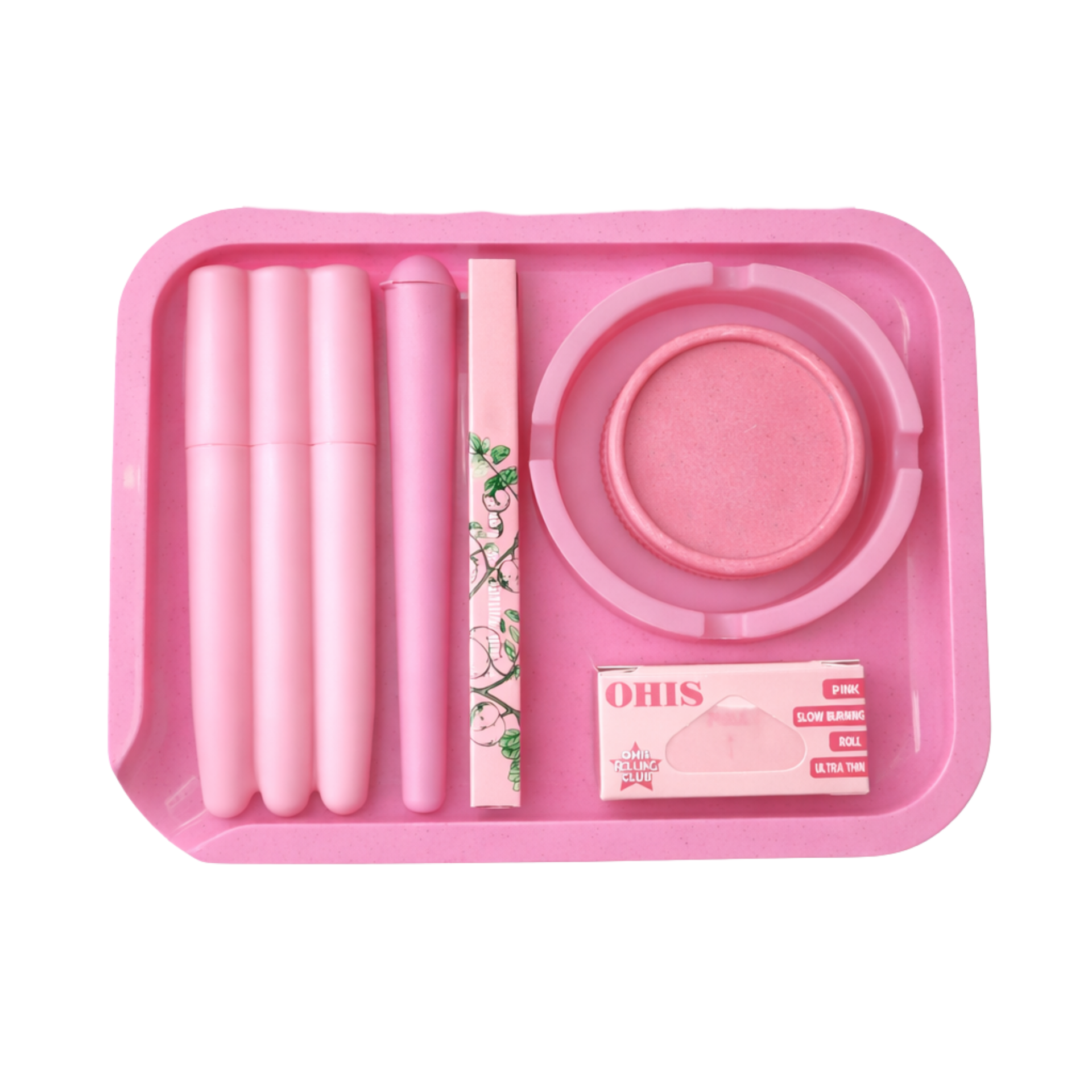 Roze Rolling Tray Set | Met Glow in the Dark asbak | Inclusief gratis cones