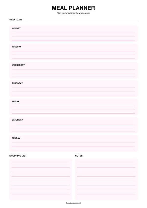 Meal Planner Printable | Weekly Menu & Shopping List