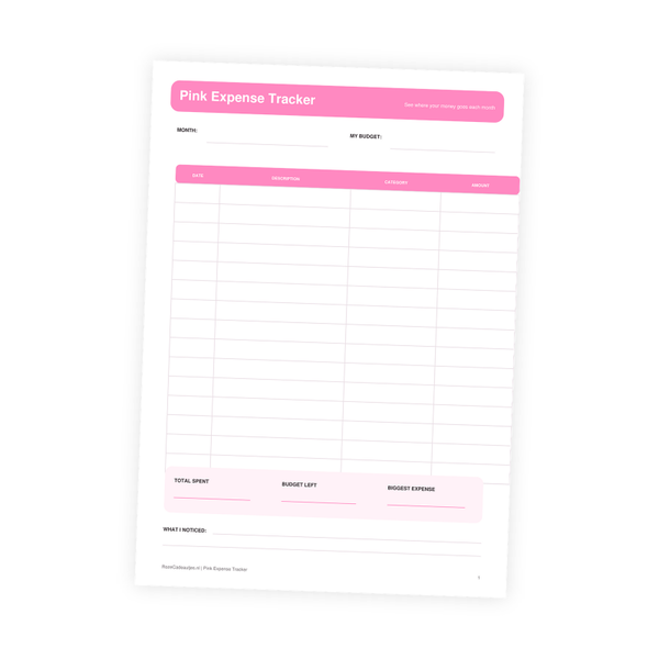 Pink Expense Tracker PDF | Printable Expense Tracker