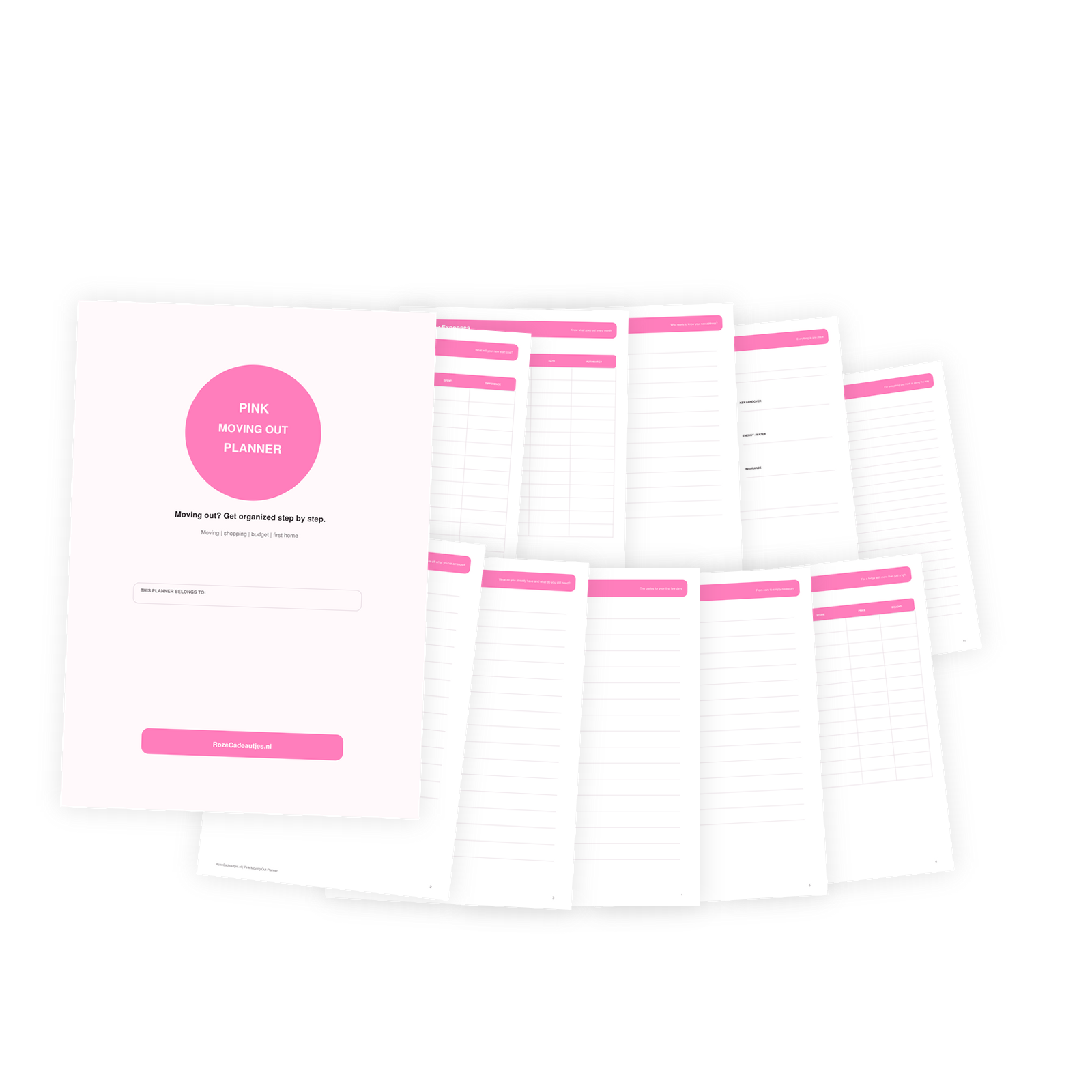 Pink Moving Out Planner PDF | Printable Moving Checklist