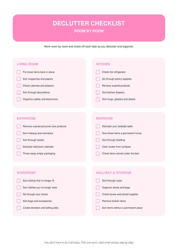 Room by Room Declutter Checklist | Printable