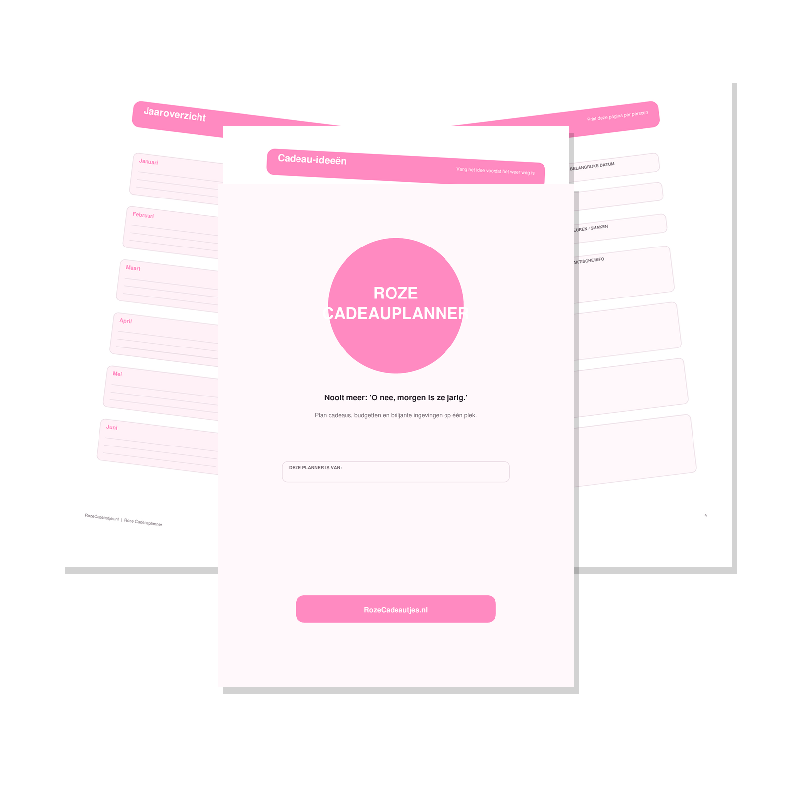 Roze Cadeauplanner PDF | Digitale & Printbare Cadeauplanner