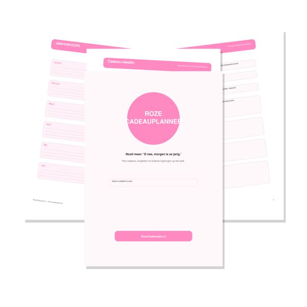 Roze Cadeauplanner PDF | Digitale & Printbare Cadeauplanner