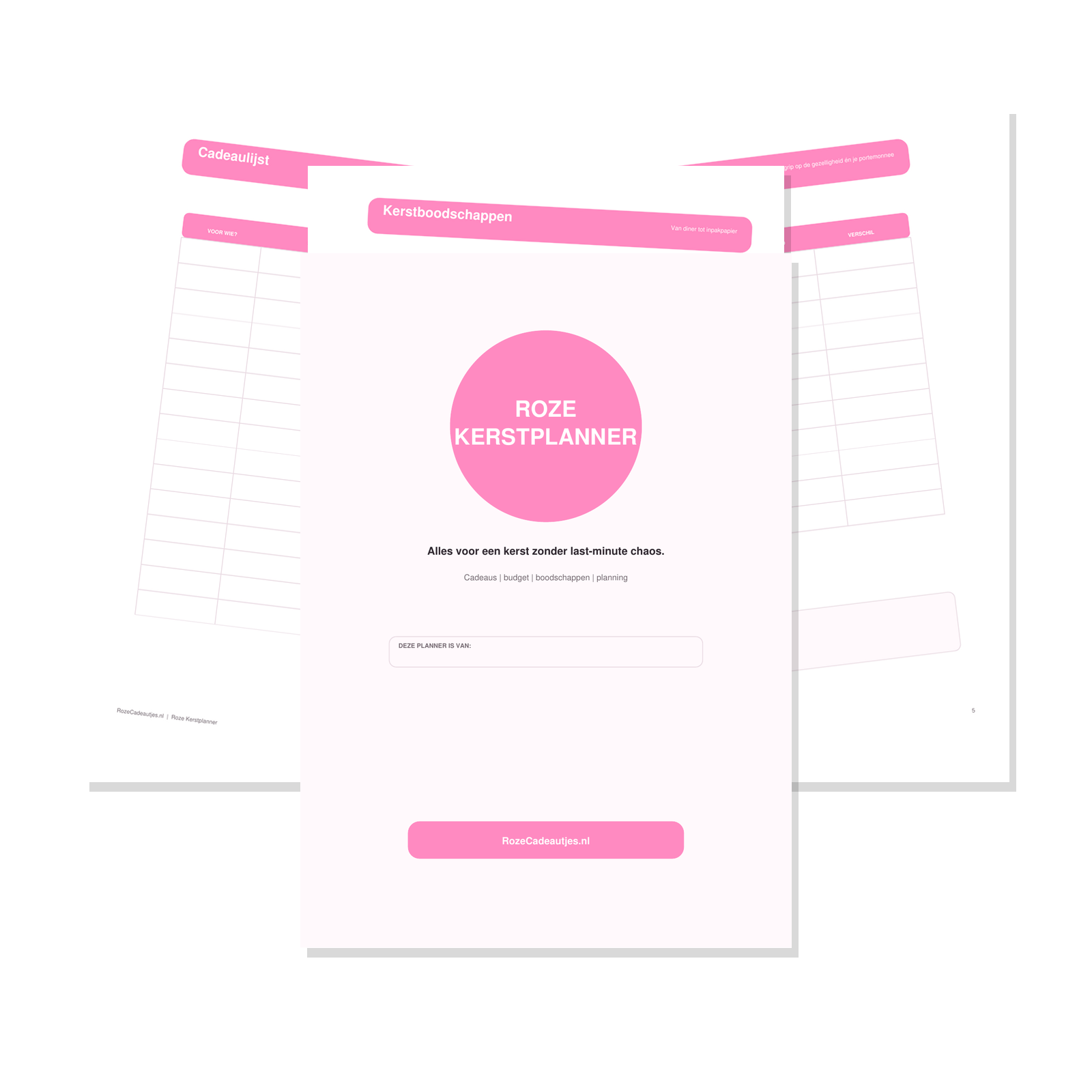 Roze Kerstplanner PDF | Digitale & Printbare Kerstplanner