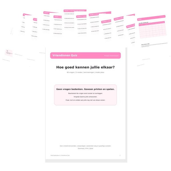 Vriendinnen Quiz | Hoe Goed Kennen Jullie Elkaar? | Printable Spel
