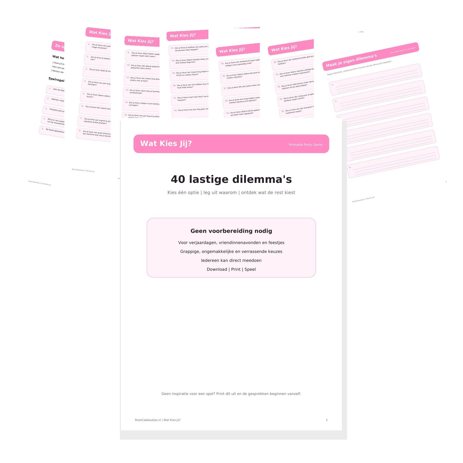 Wat Kies Jij? | Printable Party Spel | 40 Dilemma's