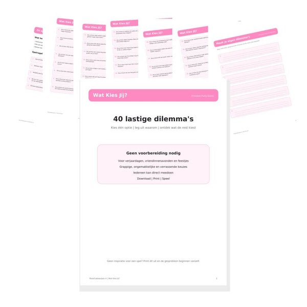 Wat Kies Jij? | Printable Party Spel | 40 Dilemma's