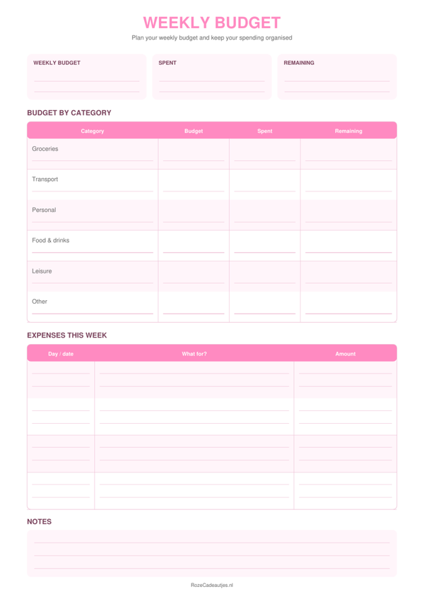 Weekly Budget Printable | Budget & Expense Tracker