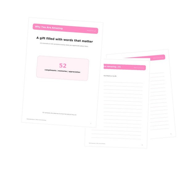 Why You Are Amazing | Personal Printable Gift | 52 Fill-In Pages