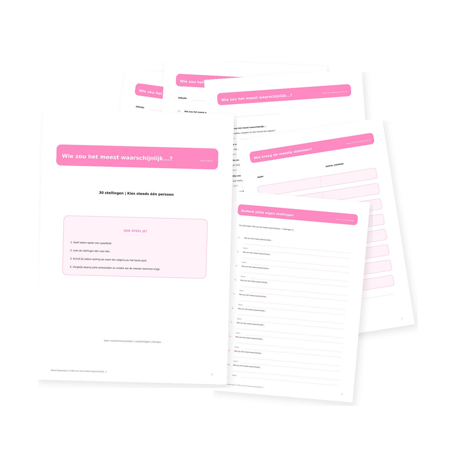 Wie Zou Het Meest Waarschijnlijk...? | Printable Party Spel | 30 Stellingen