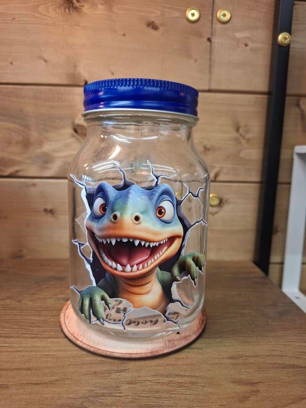 Dinosaur mason jar