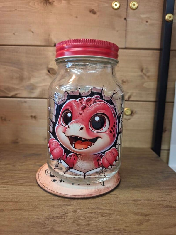Dinosaur mason jar