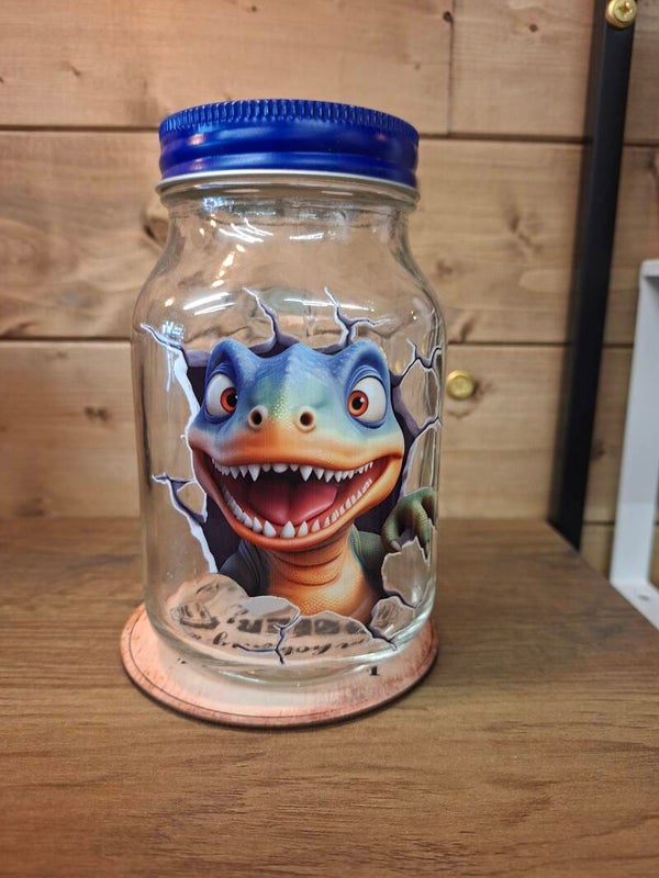 Dinosaur mason jar