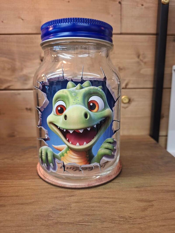 Dinosaur mason jar