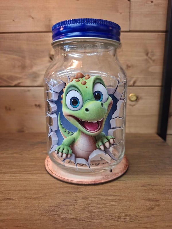 Dinosaur mason jar